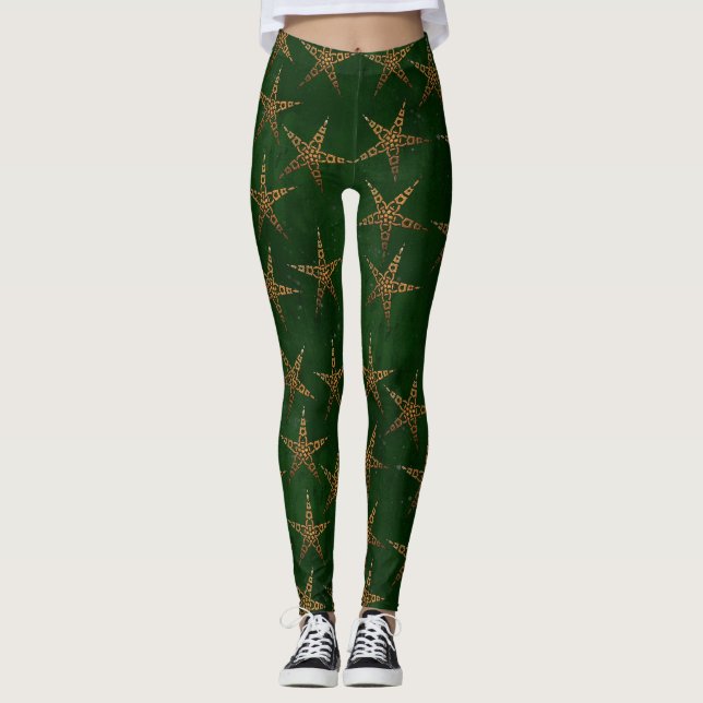 Hunter och Guld Celtic Leggings (Framsida)