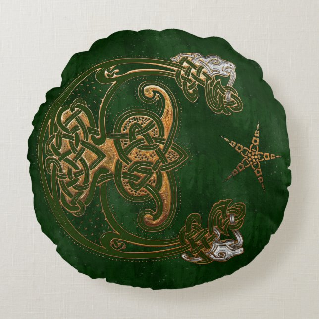 Hunter och Guld Celtic Rund Kudde (Framsidan)