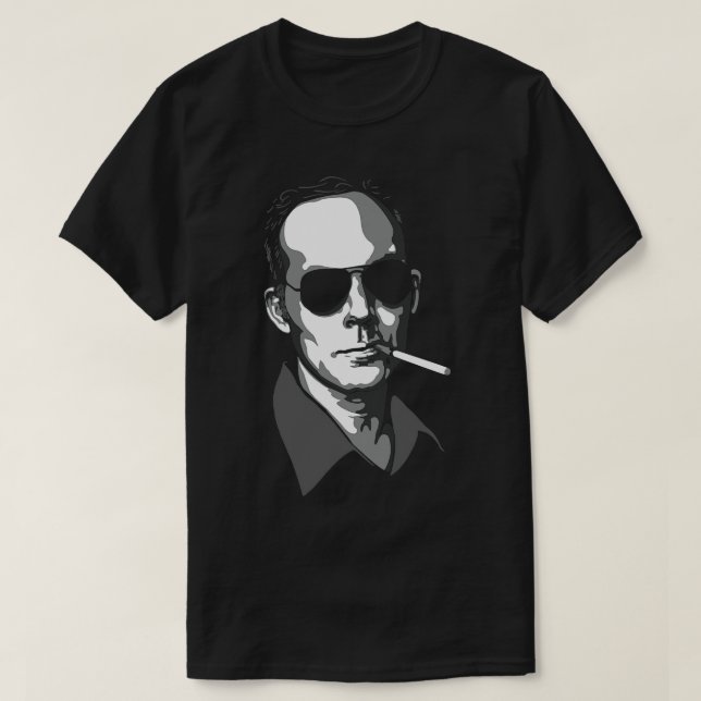 Hunter S Thompson Greyscale T Shirt (Design framsida)