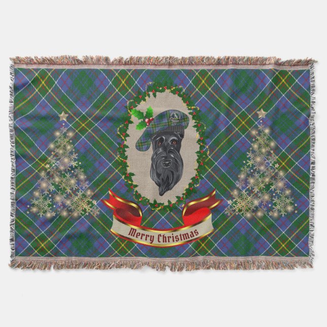 Hunter Scottie Hund jul Throw Blanket Filt (Framsidan)