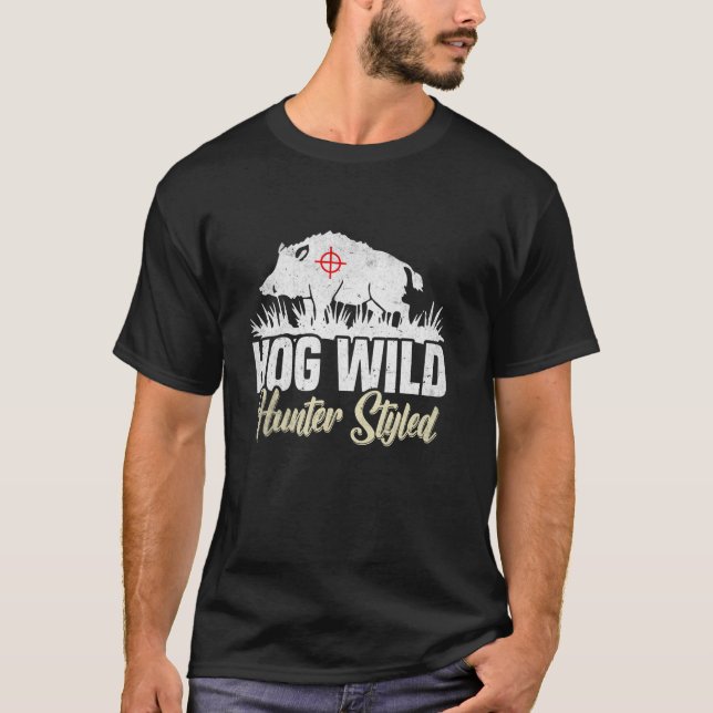 Hunter Styled Hog Hunt Långärmad T Shirt (Framsida)