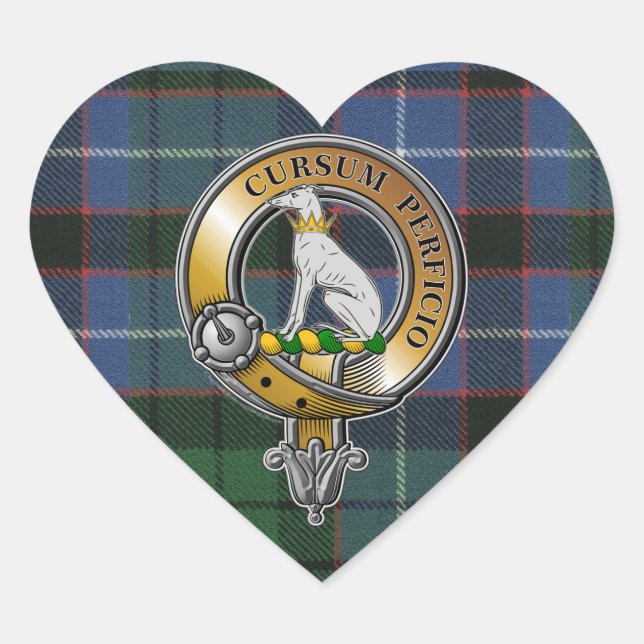 Hunter Tartan & Badge Hjärtformat Klistermärke (Framsida)