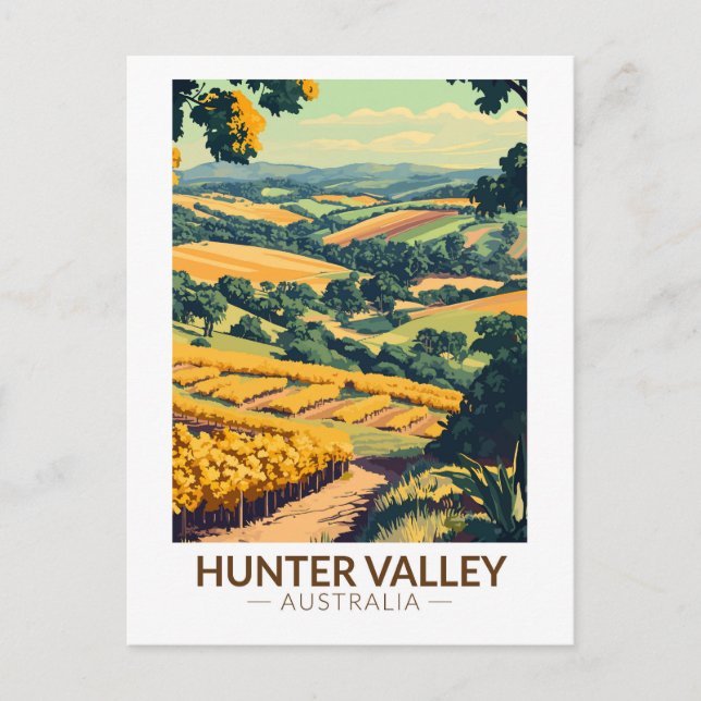 Hunter Valley Australia Illustration Travel Art Vykort (Framsida)
