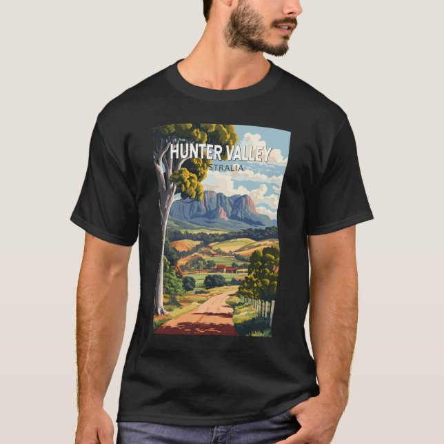 Hunter Valley Australia Travel Art Vintage T Shirt (Framsida)