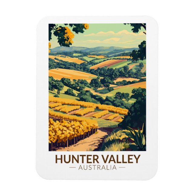 Hunter Valley Australien Illustration Resa Konst Magnet (Vertikal)