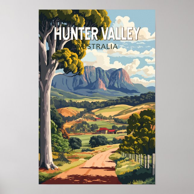 Hunter Valley Australien Resa Konst Vintage Poster (Framsidan)