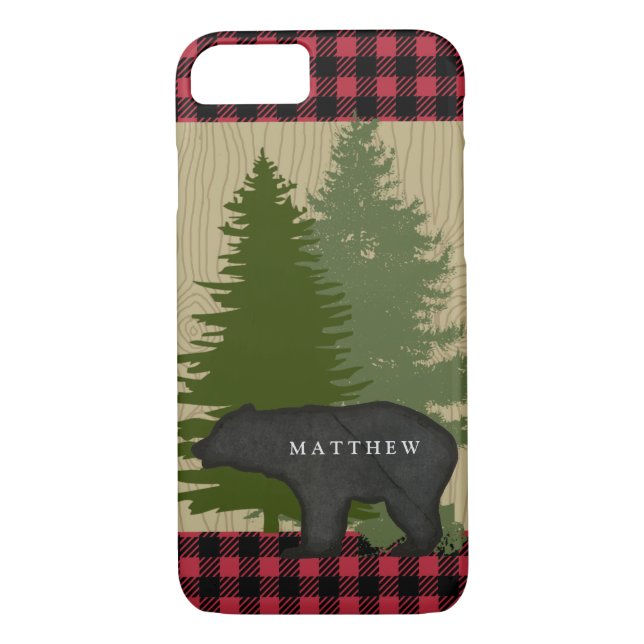Hunter Woodland Lumberjack Play w Mountain Bear Case-Mate iPhone Skal (Baksida)