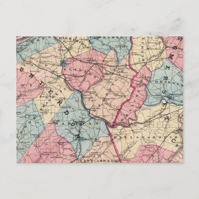 Hunterdon, Somerset Cos, NJ Vykort (Framsida)