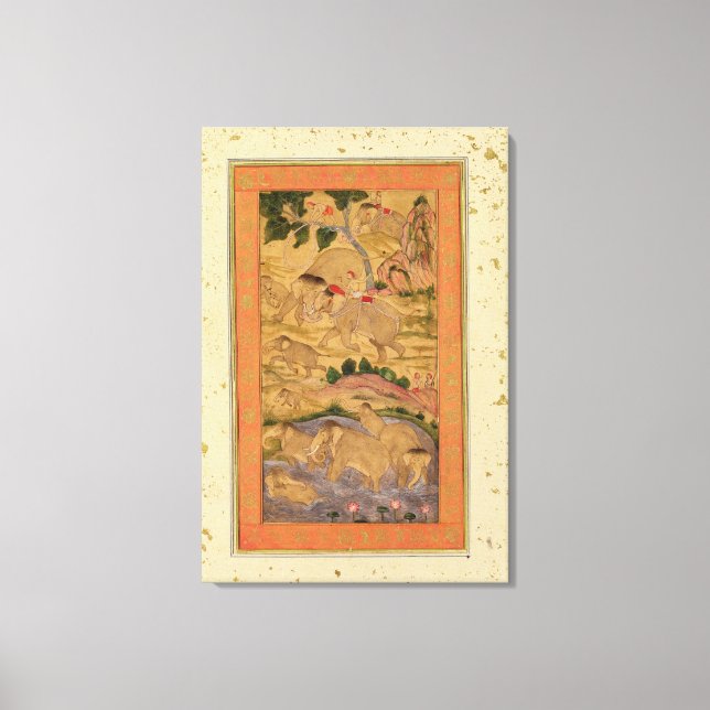 Hunters Capturing Elephants från Large Clive Canvastryck (Framsida)