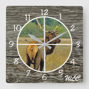 Hunters Clock Elk i Crosshairs personlighet  Fyrkantig Klocka