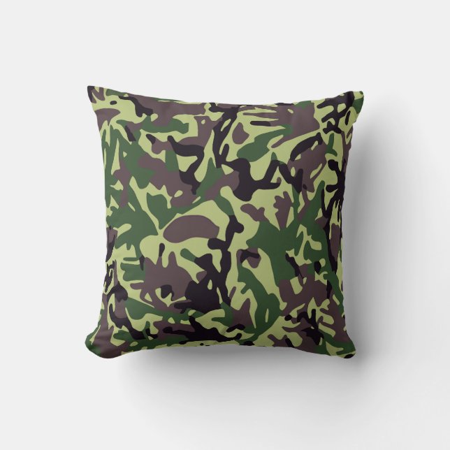 Hunters Grönt Camo Mönster Kudde (Framsida)
