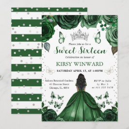 Hunters Grönt Dress Mörk Skin Princess Sweet 16 Inbjudningar