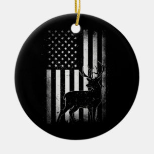 Hunters Hjort Förenta staterna Amerikanska Flagga Julgransprydnad Keramik