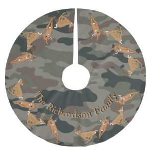 Hunters Hjort och Camo Ditt namn Träd Skirt Julgransmatta Borstad Polyester