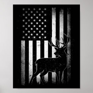 Hunters Hjort USA US American Flagga Camo Cam Poster