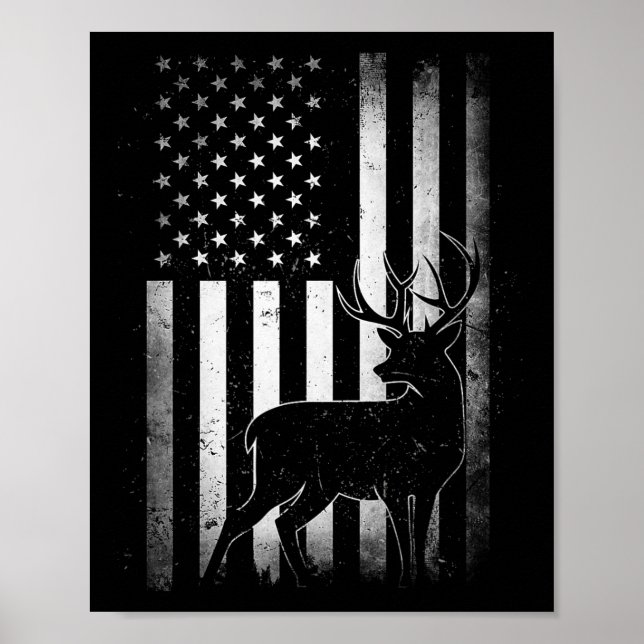 Hunters Hjort USA US American Flagga Camo Cam Poster (Framsidan)