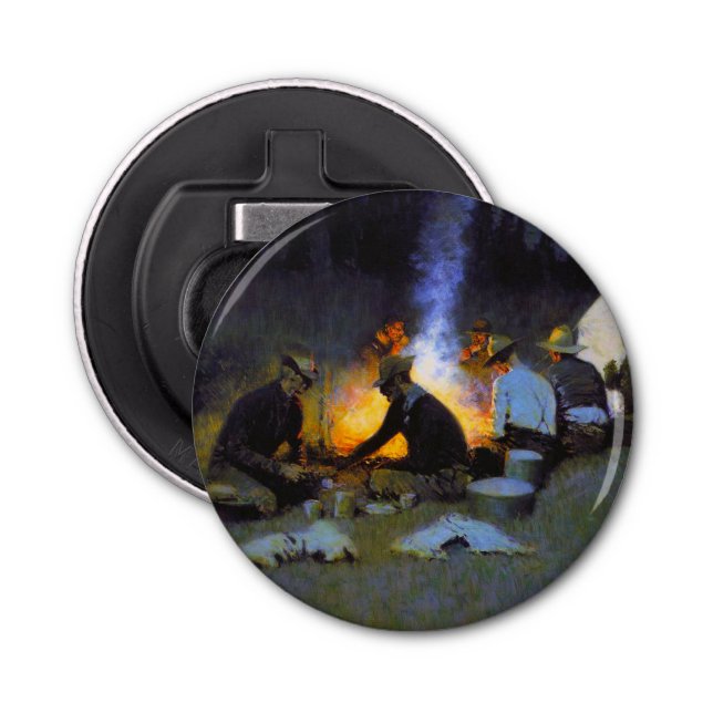 Hunters Supper Frederic Remington Rustic Flasköppnare (Framsidan)