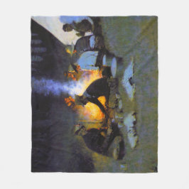 Hunters Supper Frederic Remington Rustic Fleecefilt