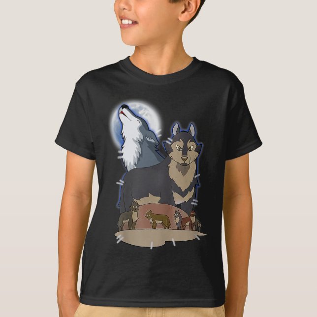 Hunters Varg vid Måne Grått Varg Hunting Varg Anim T Shirt (Framsida)