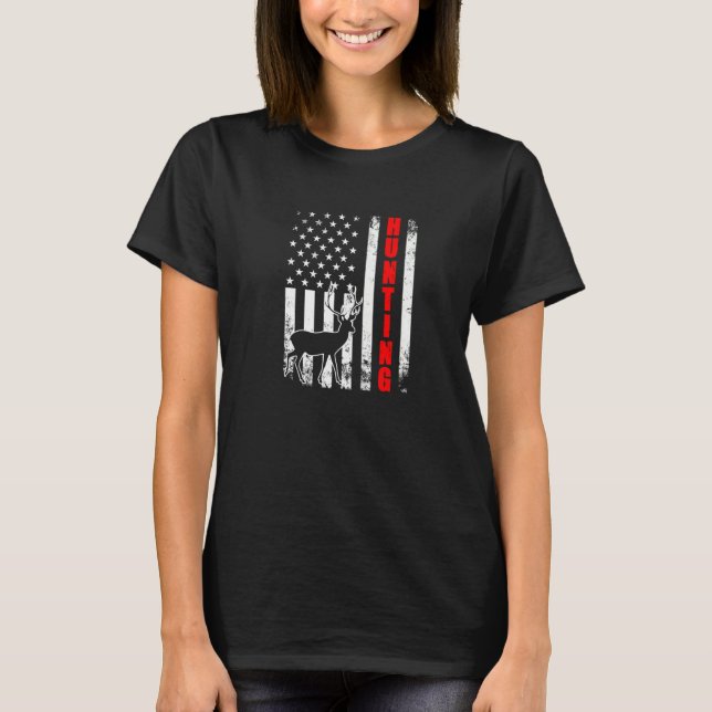 Hunting American Flagga Usa Patriotic Proud Funny  T Shirt (Framsida)