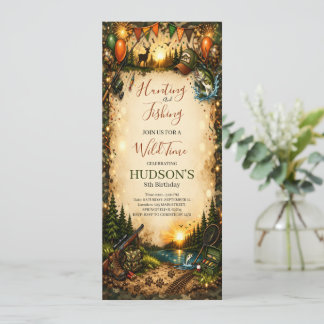 Hunting and Fishing Camo Boy birthday Invitation Inbjudningar