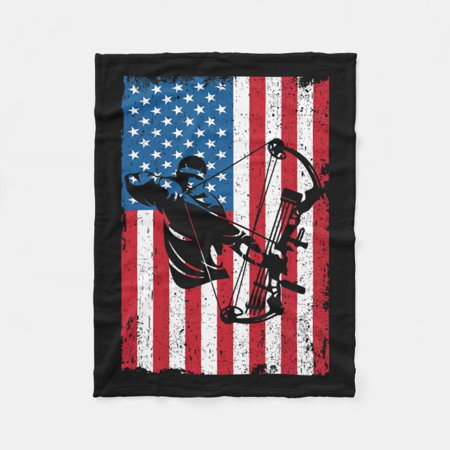Hunting Archer American Flagga Bowhunting Bowhunte Fleecefilt (Framsidan)