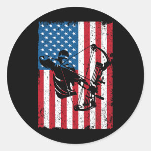 Hunting Archer American Flagga Bowhunting Bowhunte Runt Klistermärke