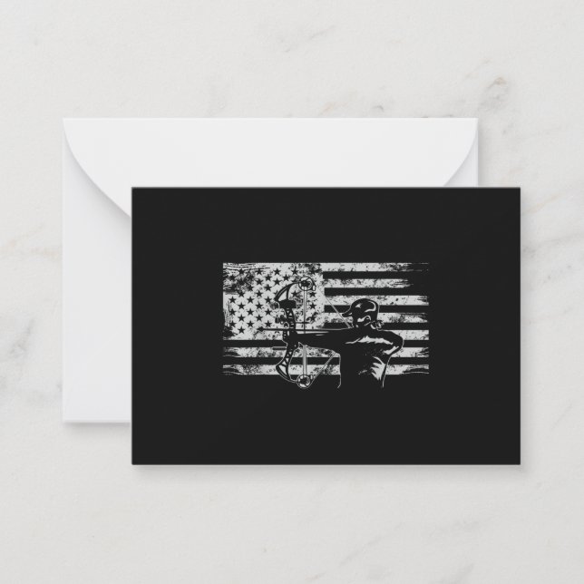 Hunting Archer American Flagga Bowhunting Hunt Anteckningskort (Framsida)