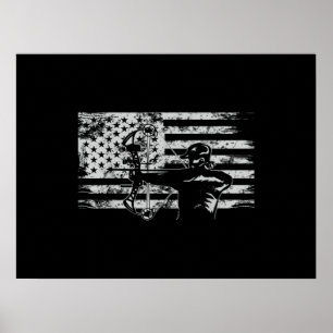 Hunting Archer American Flagga Bowhunting Hunt Poster