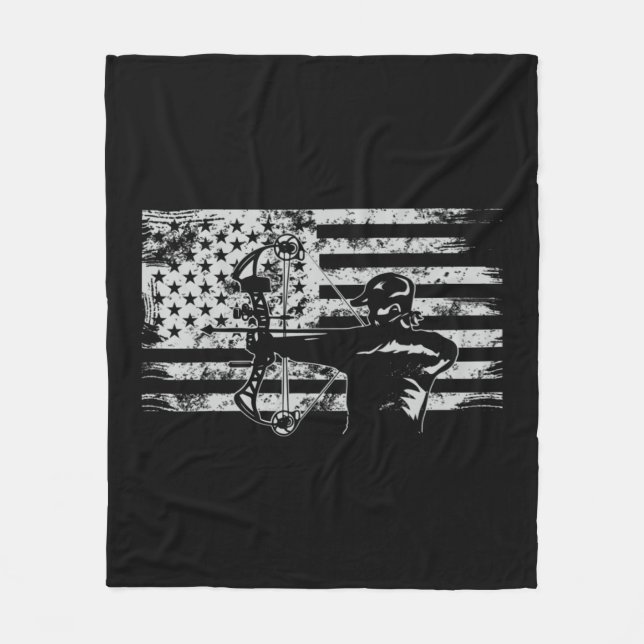 Hunting Archer American Flagga Bowhunting Hunter M Fleecefilt (Framsidan)