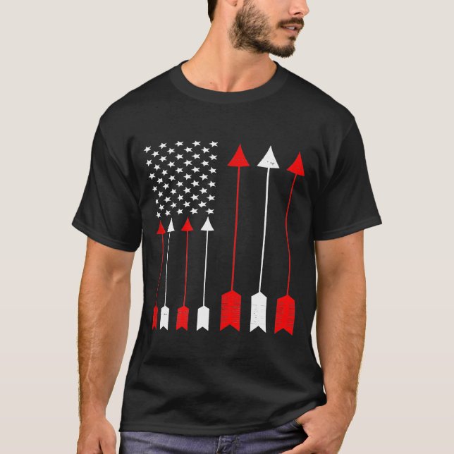 Hunting Archer American Flagga Bowhunting Hunter M T Shirt (Framsida)