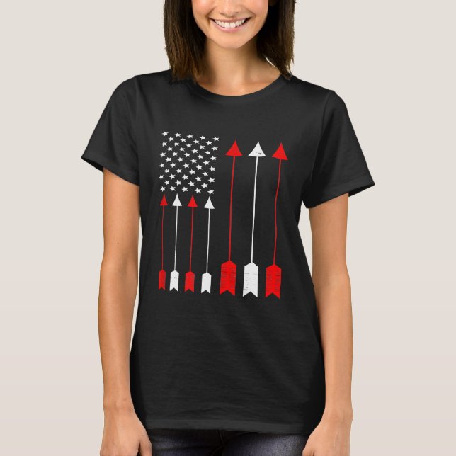 Hunting Archer American Flagga Bowhunting Hunter M T Shirt (Framsida)