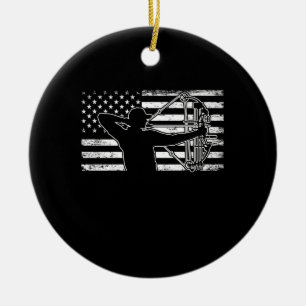 Hunting Archer American Flagga Bowhunting Huter Julgransprydnad Keramik