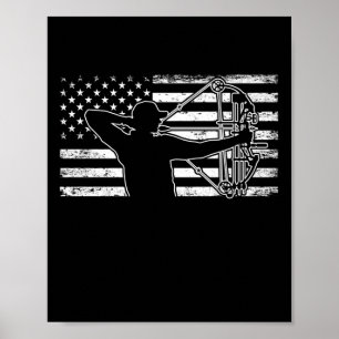 Hunting Archer American Flagga Bowhunting Huter Poster