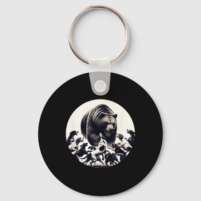 Hunting Bear Retro Hund Bear Hound Hunting Hunting Nyckelring (Framsida)