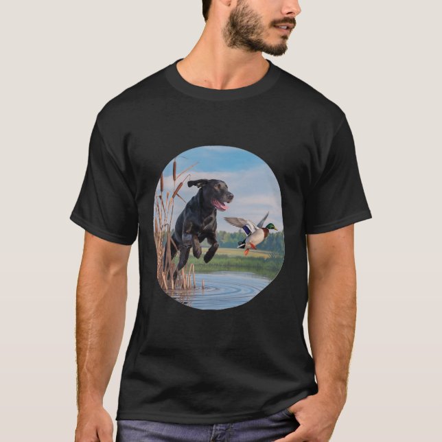 Hunting Black Labrador Lab Hund Hunting Ankor. Fåg T Shirt (Framsida)