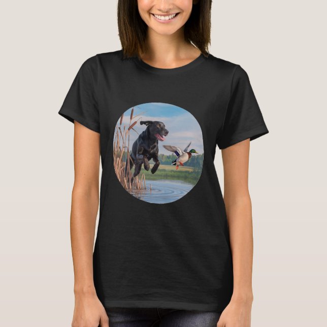 Hunting Black Labrador Lab Hund Hunting Ankor. Fåg T Shirt (Framsida)