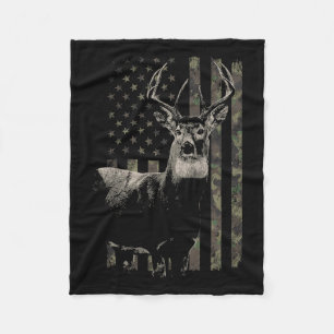 Hunting Camo American Flagga Hjort Fleecefilt