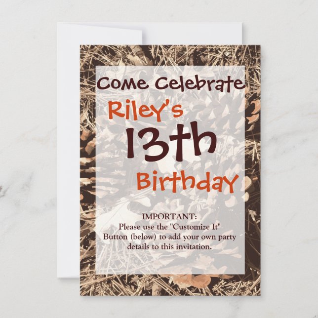 Hunting Camo Camouflage Gifts for Hunters Inbjudningar (Framsida)