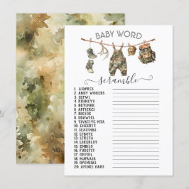 Hunting Camo Clothesline Baby Ord Scramble Inbjudningar