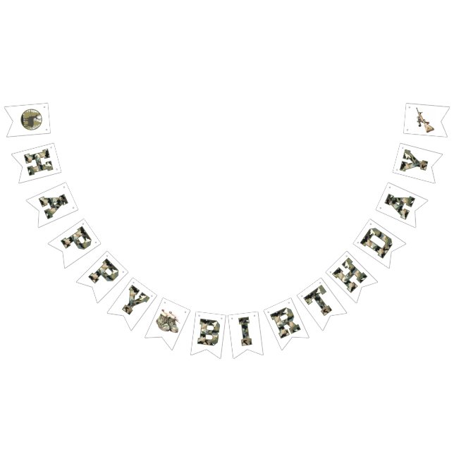 Hunting Camo Happy Birthday Bunting Banner Vimplar (Alla)