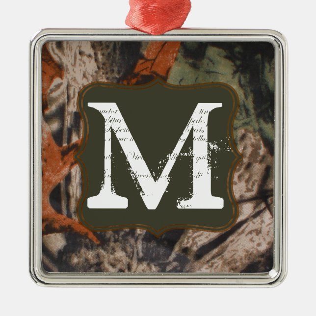 Hunting Camo Hunters Cam Monogram Initial Ornament (Framsidan)