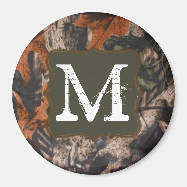 Hunting Camo Hunters Camou Monogram Initial Magnet (Framsidan)