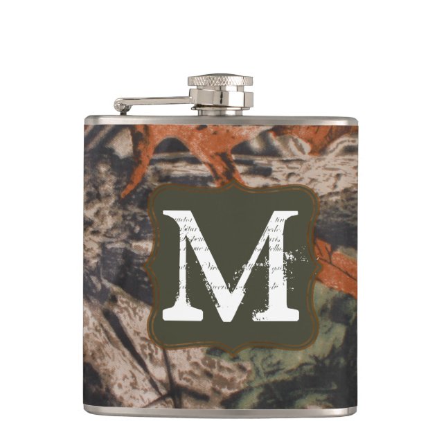 Hunting Camo Hunters Camouf Monogram Whiskey-kolv Fickplunta (Framsidan)
