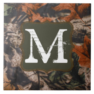 Hunting Camo Hunters Camoufl Monogram Visning Tile Kakelplatta
