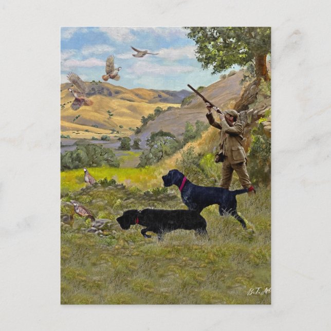 Hunting Chukar partridge Helg Vykort (Framsida)