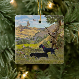 Hunting Chukar partridge Julgransprydnad Keramik