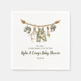 Hunting Clothesline Camo Boy Baby Shower Pappersservett