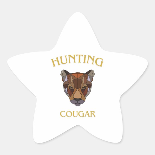 hunting cougar sticker stjärnformat klistermärke (Framsida)