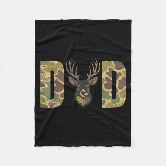 Hunting Dad Camo Deer Hunting Gift From Son Daught Fleecefilt (Framsidan)